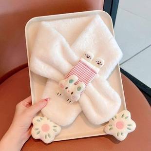 儿童脖套男女童冬季防寒护颈椎加厚加绒保暖围脖宝宝可爱毛绒围巾