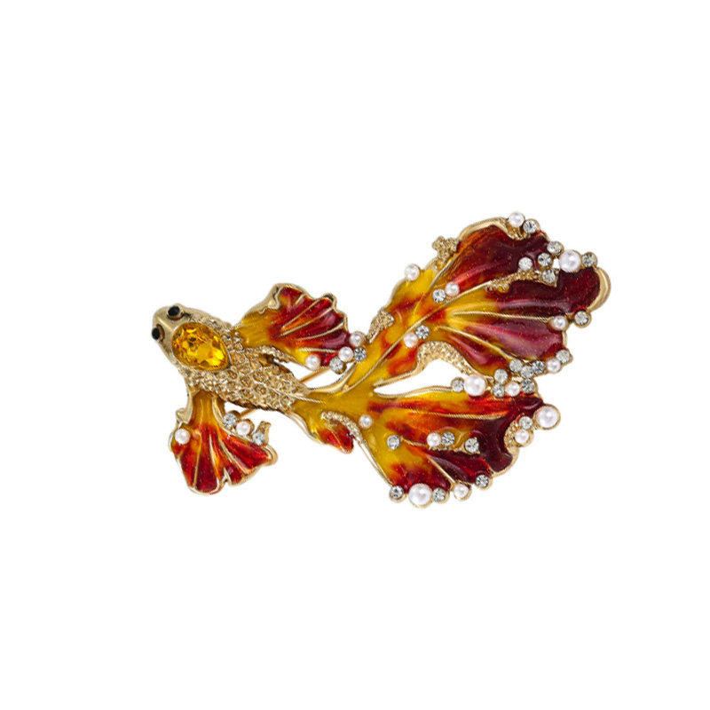 新品中古双色滴油锦鲤金鱼胸针女高级感奢华西装大衣别针胸花配饰,服饰配件/皮带/帽子/围巾,领针,淘宝优惠券,粉丝福利购,淘宝优惠卷