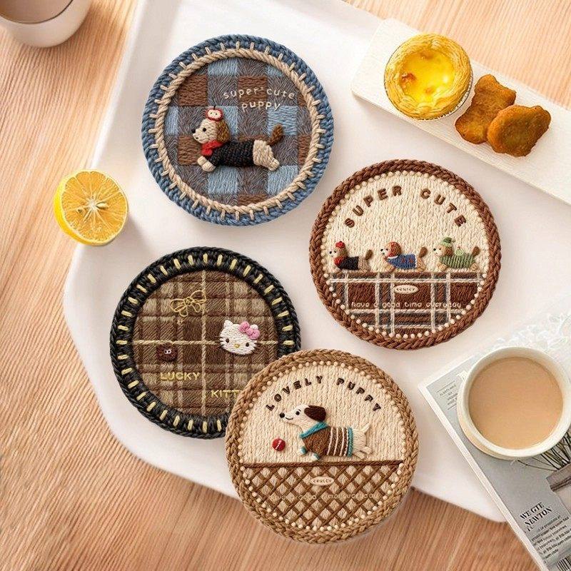 手工编织立体纹路隔热垫吸水垫防烫耐热餐桌垫防滑碗垫水杯垫,餐饮具,餐垫,淘宝优惠券,粉丝福利购,淘宝优惠卷