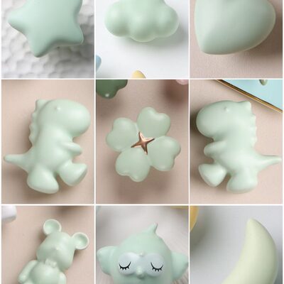 绿色儿童房专用拉手定制家具衣柜门橱柜子床头柜抽屉卡通陶瓷把手