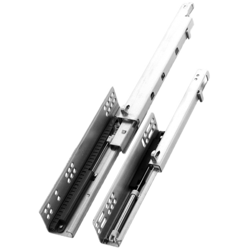 托底轨道超短8寸缓k冲阻尼抽屉滑轨二节三节隐藏反弹按弹导轨200m