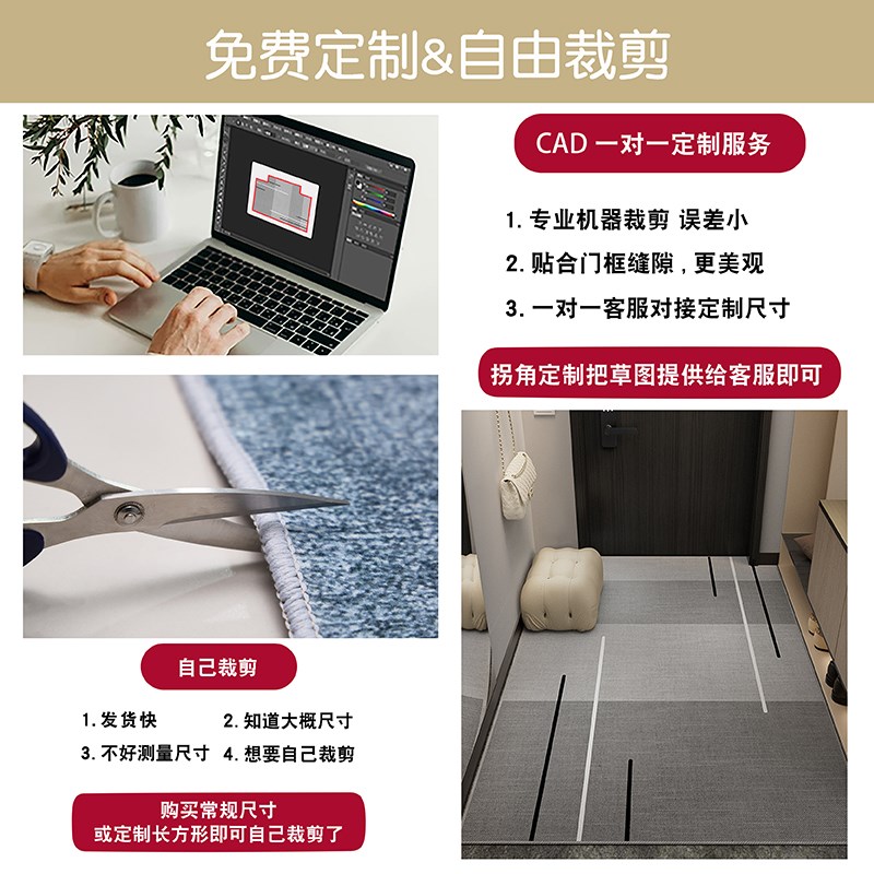 地垫入户门垫进门脚垫2024新款大门口门外家用入T门入户地毯可裁
