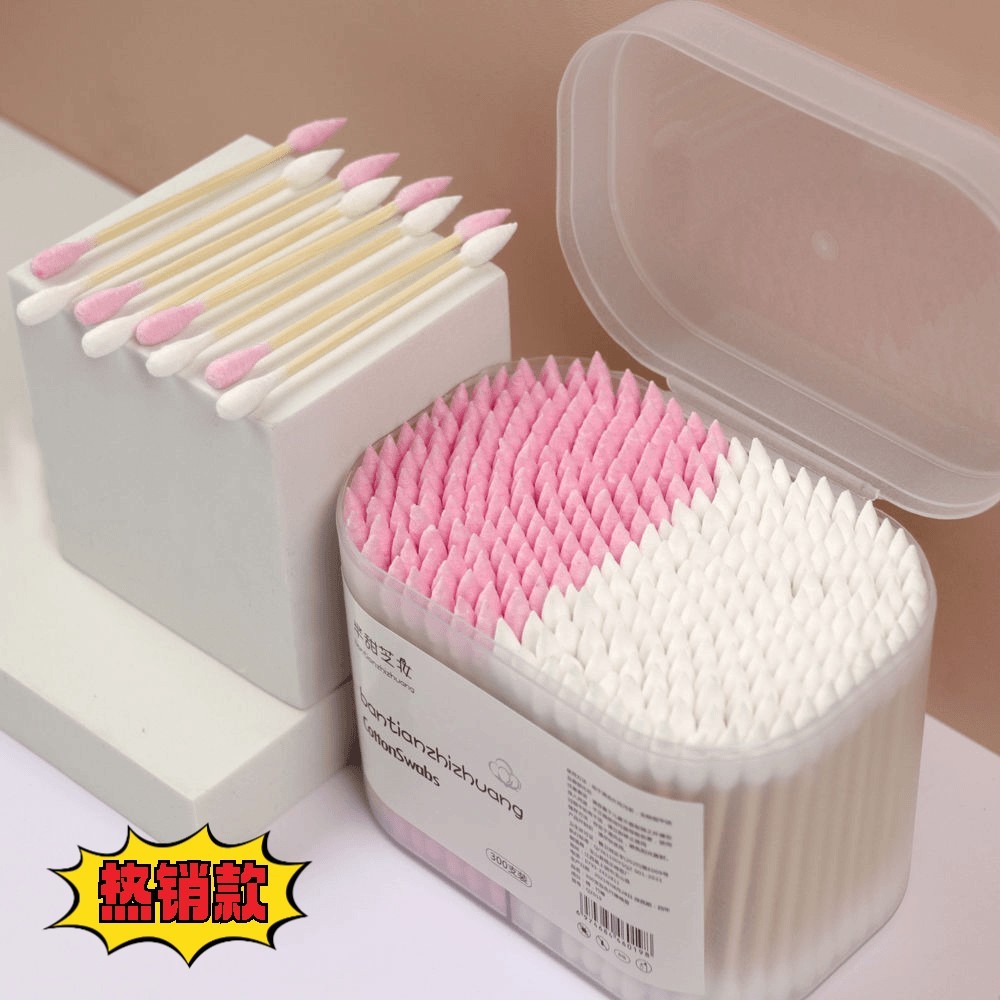 (100-2000支)一次性棉签掏耳朵化妆棉棒棉球清洁双头棉签棒尖头