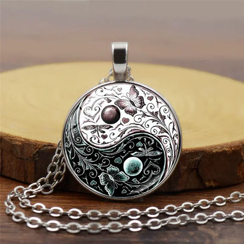 新品 阴阳太极时光宝石项链吊坠欧美饰品复古毛衣链