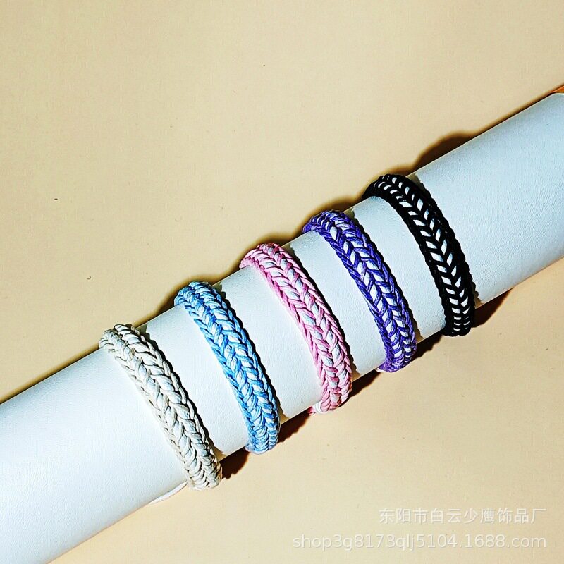 新款简约休闲手工编织手链男女个性可调节手绳情侣手饰