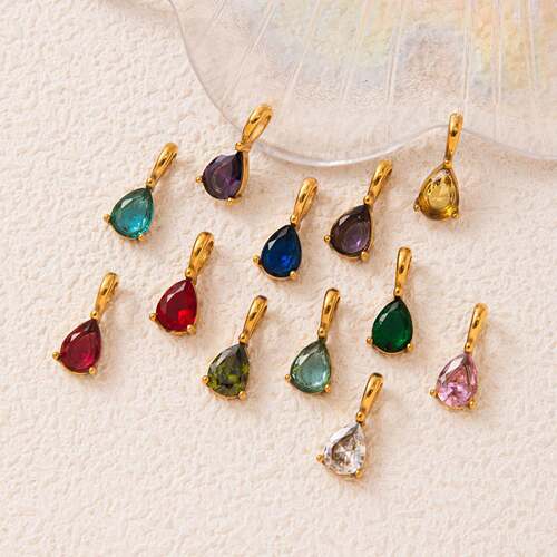 钛钢保色DY配件十二生辰石链ins12I诞生石滴水吊项坠18JPNK2409K