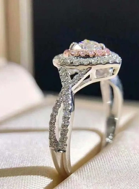 欧美流行时尚钻戒日韩潮流精致爱心仿真钻石心形女戒指微镶手饰品