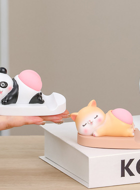 可爱手机支架办公桌面解压卡通公仔Q弹屁屁懒人追剧摆设家居摆件