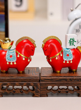 新年生肖国潮福袋元宝马玄关客厅家居装饰摆件创意吉祥物年会礼品