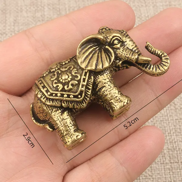 创意黄铜实心铜大象小号吉祥福象手把件居家装饰茶宠桌面摆件