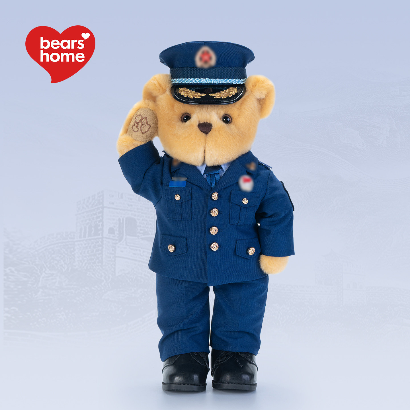bears'home熊之家迷彩熊空军常服军人兵礼物小熊玩偶形象专属定制
