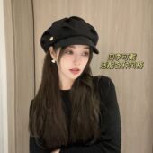 日系简约褶皱八角帽子女春秋时尚 百搭鸭潮流显脸小贝雷云朵帽