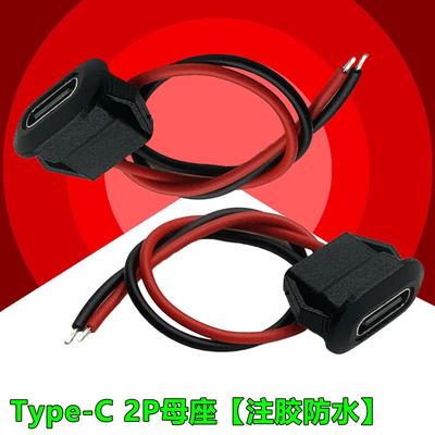 typec2P焊线母座 台灯风扇母头 带电子线 TYPE-C防水连接器接口