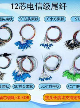 12芯SC大方LC小方ST头FC圆头束状带状尾纤单模多模光纤跳线电信级