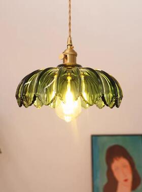 复古玻璃吊灯美式艺术法式墨绿色怀旧温馨民宿卧室餐厅阳台灯具