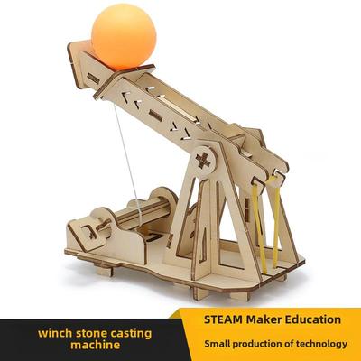 自制绞车投石机技术小生产杠杆原理教具科学实验模型物理手工材料
