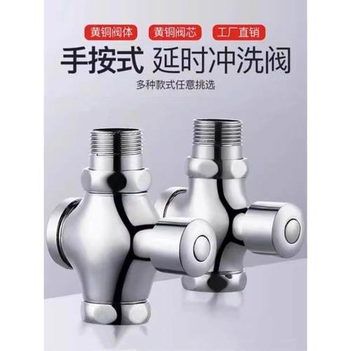 唐浴延时手按式冲水阀全铜体蹲便器大便冲洗阀厕所阀门自闭式开关