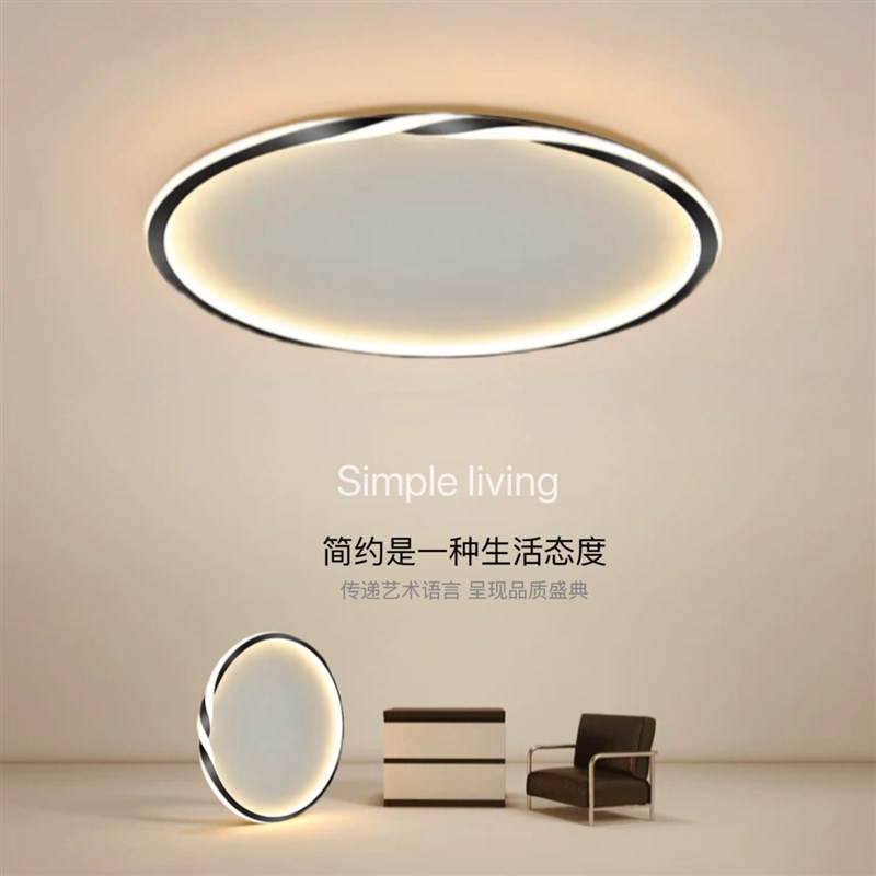 现代极简主卧灯LED超薄书房轻奢吸顶灯2024R新款创意圆形房间灯