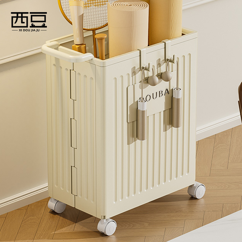 瑜伽垫收a纳筐健身运动器材羽毛球体育用品收纳神器带轮夹缝可折