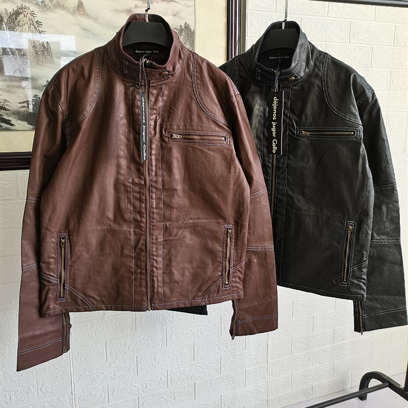 耐摔耐磨全棉牛津外套男士立领茄B克骑行服男摩托车防水防风机车