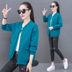 新款时尚休闲短款棒球服外套女春秋2024新款女士春季宽松显瘦外套
