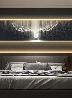 现代简约卧室床头装饰画沙发背景画高级感带led灯画客厅房间挂画