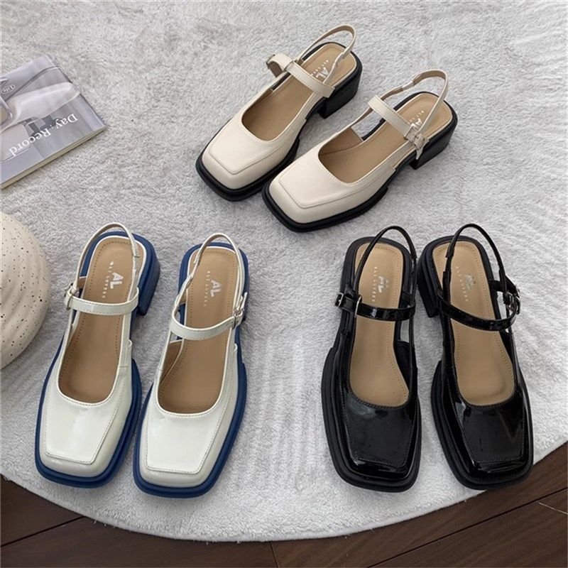 包头凉鞋女款夏季2024年新款百搭小众设计感粗跟中跟高跟时装凉鞋