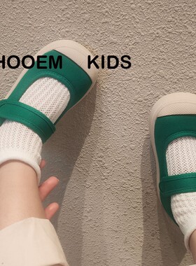 宝宝软底小白鞋幼儿园魔术贴奶奶鞋男女童绿色帆布凉鞋小中童单鞋