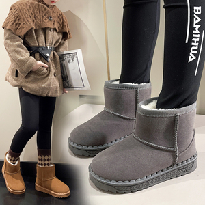2025秋冬韩版雪地靴外穿女童宝宝防滑软底保暖东北男童中大童短筒