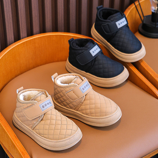 网格防水防污加绒加厚外穿雪地靴保暖防寒软底魔术贴韩版儿童宝宝