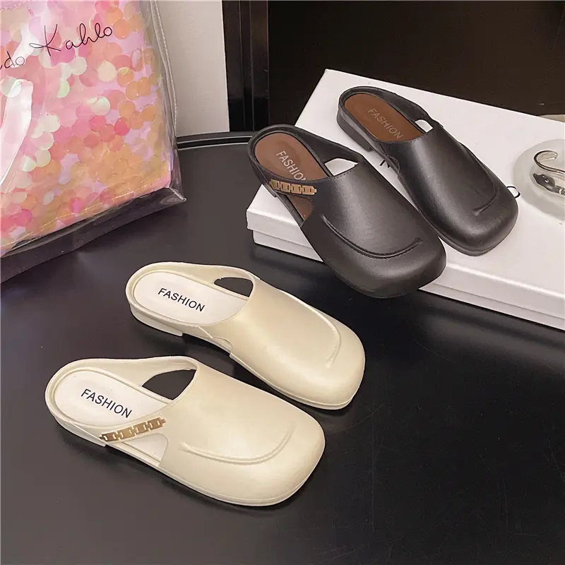 2026网红外穿休闲凉拖鞋包头懒人一脚蹬时尚塑胶PVC软底度假拖鞋