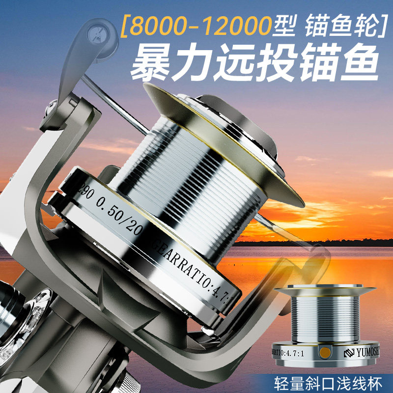 纺车轮远投轮锚鱼轮金属巨大物轮铁板锚杆鱼线轮海竿渔轮渔线轮子