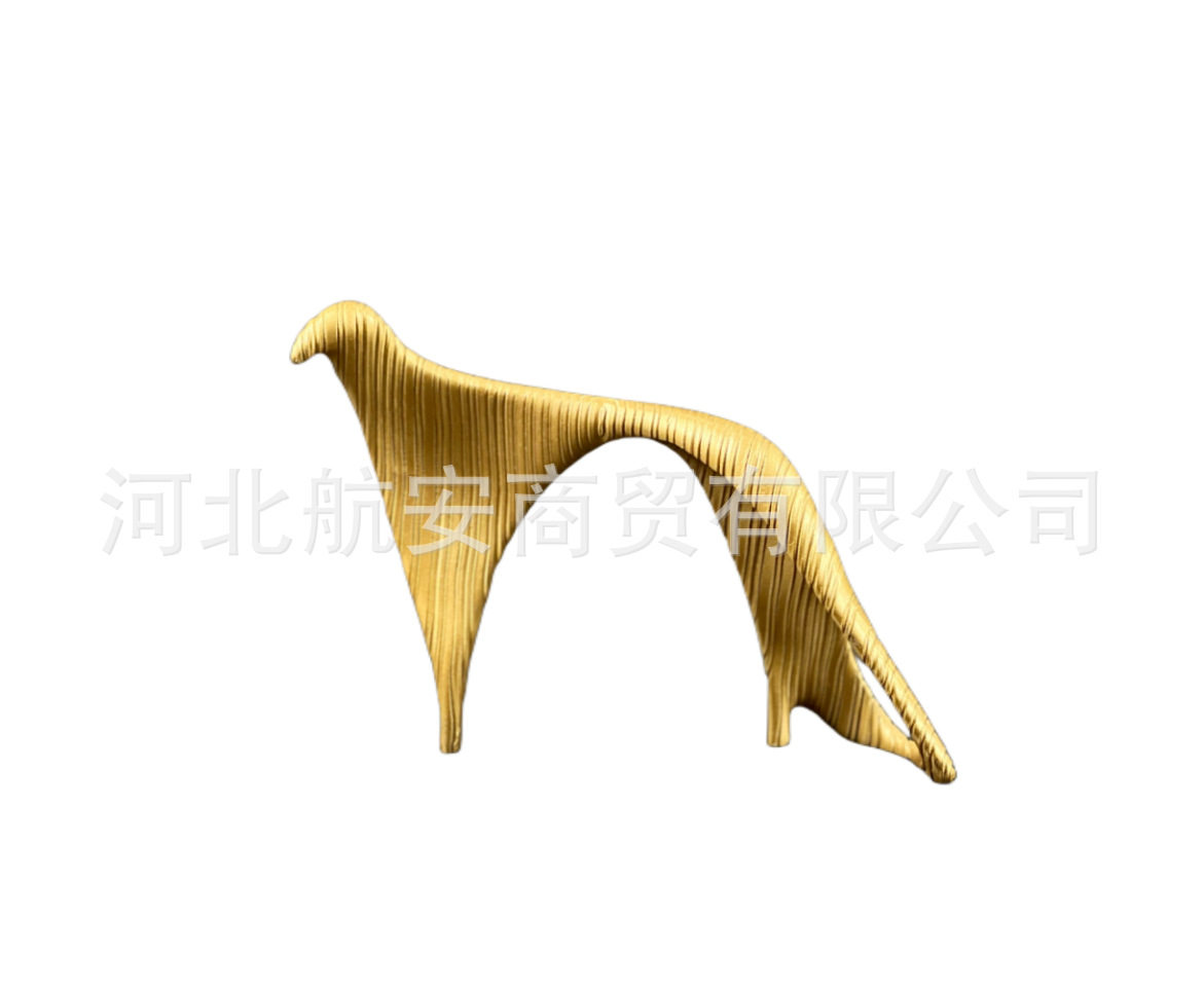 现代金属创意抽象线条狗摆件样板房售楼处桌面电视柜书架儿童房饰