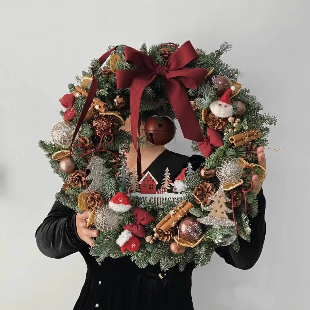 圣诞节装饰花环挂件拍照装扮场景布置藤条圣诞树挂饰周边墙挂门挂