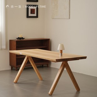 木一生  无喧桌 白蜡木原木桌原木风餐桌岛台大桌板书桌手工台