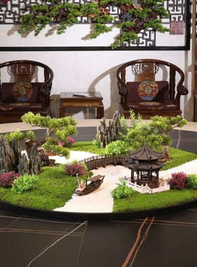 酒店大圆桌转盘摆花装饰品饭店餐厅电动餐桌景观摆台造景桌芯摆设