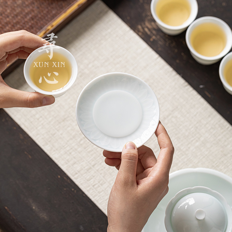 寻心影青莲瓣茶杯垫隔热杯托中式复古茶托家用功夫茶具防烫隔热垫