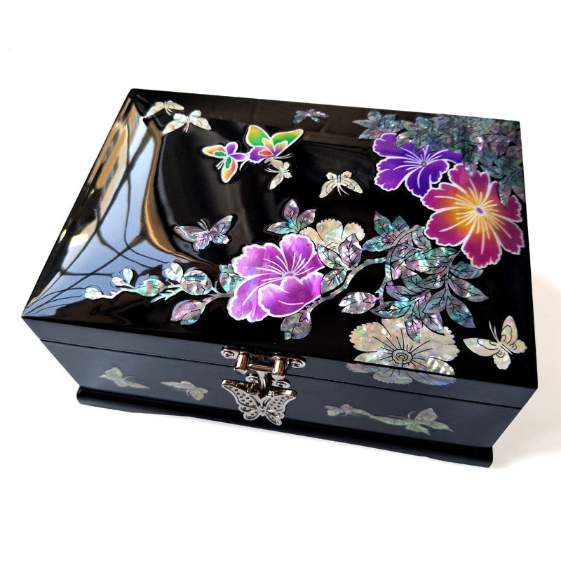 螺钿结婚首饰盒八音盒 音乐盒天空之城复古木质珠宝盒礼品盒