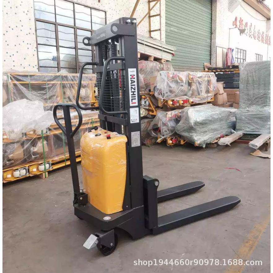 半电动堆高叉车电动升高车1吨1.5吨2吨仓库搬运上卸货叉车
