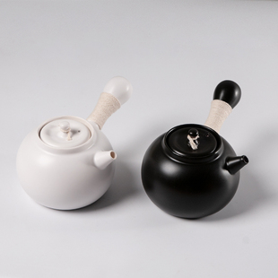 陶瓷烧水壶白泥壶泡茶壶提梁侧把壶功夫煮茶器电陶炉陶壶家用单壶