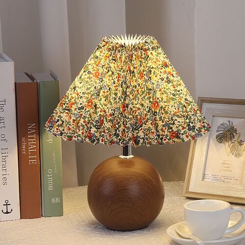 灯姬复古碎花台灯高级感实木布艺灯法式田园风主卧室床头灯氛围灯