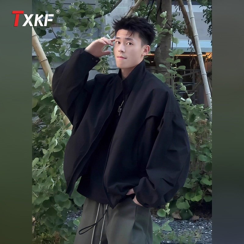 潮牌飞行员夹克外套男士2025新款春秋冬季廓形立领工装棒球服男款