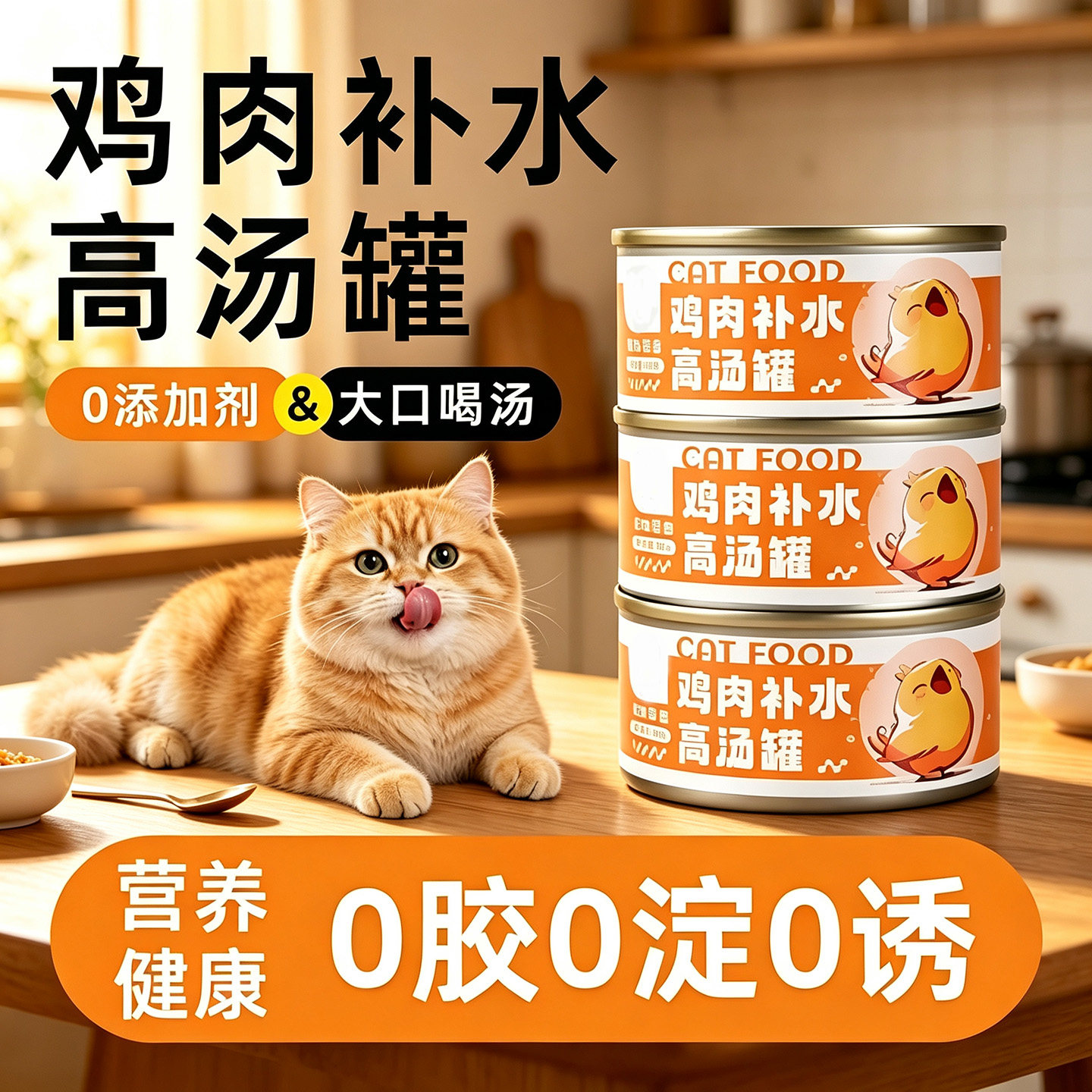 猫罐头主食罐补充营养拌粮猫咪狗狗零食成幼猫湿粮鲜肉条10高汤罐