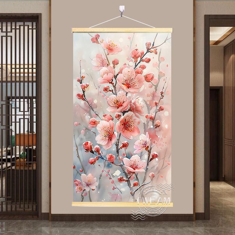 梅花风景挂画零落成泥碾作尘只有香如故玄关客厅实木挂轴装饰画