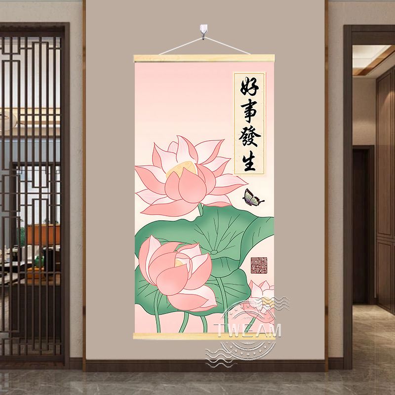 古风风景诗句字画挂墙挂画中国风客厅玄关卧室书房实木挂轴装饰画