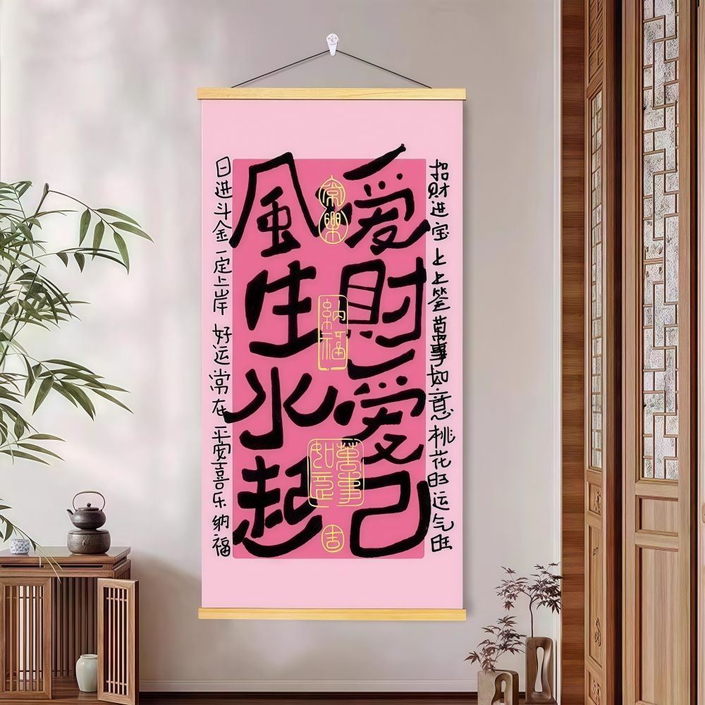 书法创意励志文字实木挂画装饰画玄关客厅遮挡打孔书房卧室背景墙