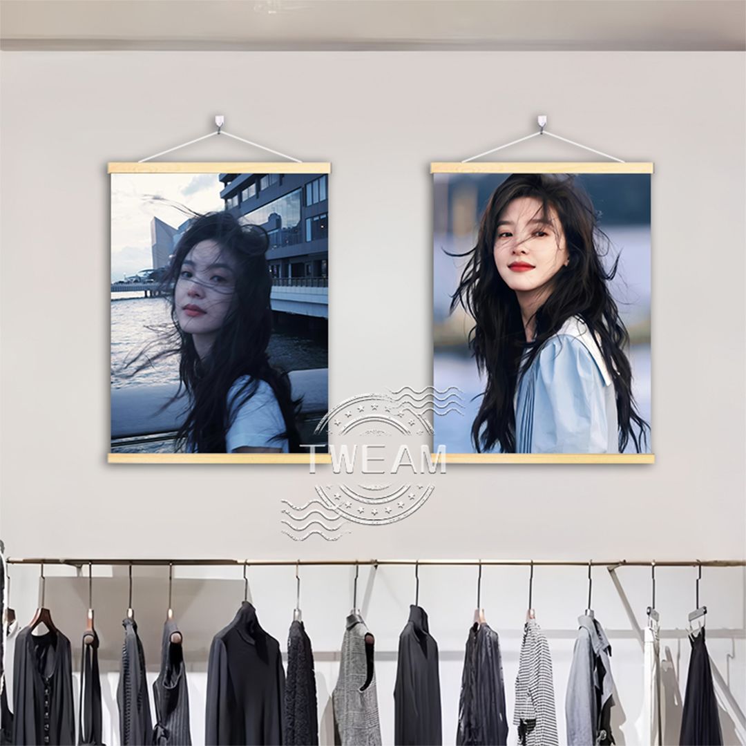 章若楠明星挂画初恋女友氛围感服装店卧室宿舍挂墙实木挂轴装饰画