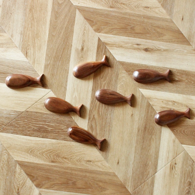 黑胡桃木质鱼摆件墙壁装饰鱼创意墙面装饰品客厅餐厅背景墙壁挂件