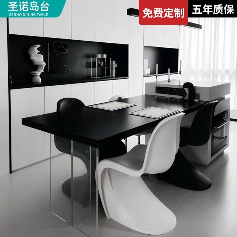 岛台餐桌一体可伸缩轻奢家用开放式厨房小户型可嵌入蒸烤箱一体