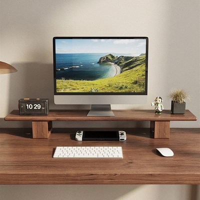 实木显示器增高架台式电脑屏幕增高支架桌面收纳托架原木垫高架子